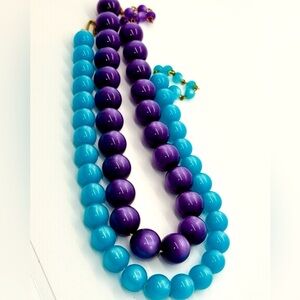 Vintage mid-century moonglow thermoset necklace duo